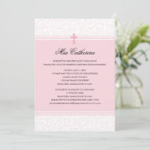 Light Pink Cross First Holy Communion Invitation Kaart (Staand voorkant)