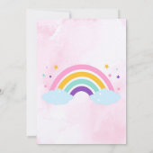 Light Pink Cute Unicorn Stars 4TH Birthday Kaart (Achterkant)