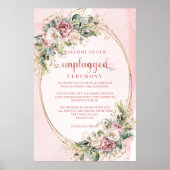 Light Pink Eucalyptus Unplugged Ceremony Sign Poster (Voorkant)