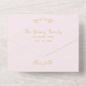 Light Pink Floral RSVP Trifold Event Invitation All In One Uitnodiging (Achterkant)