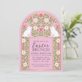Light Pink Folk Art Easter Brunch Arch Invitation Kaart (Staand voorkant)