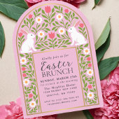 Light Pink Folk Art Easter Brunch Arch Invitation Kaart