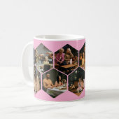 Light Pink Geometric Hexagon Photo Collage  Koffiemok (Voorkant links)