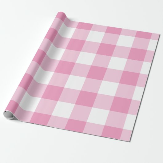 Light Pink Gingham Patroon Cadeaupapier (Uitgerold)