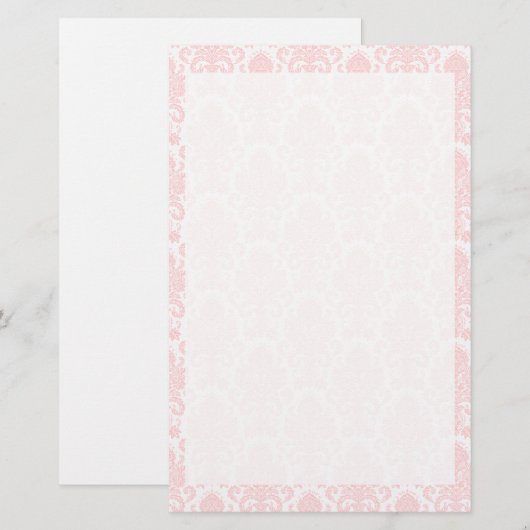 Light Pink Girly Damask Briefpapier (Voorkant / Achterkant)