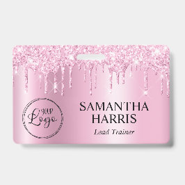 Light Pink Glitter Drips Shimmer Badge