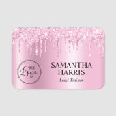 Light Pink Glitter Drips Shimmer Naamplaatje (Voorkant)