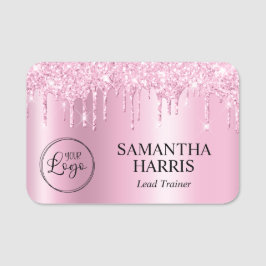 Light Pink Glitter Drips Shimmer Naamplaatje