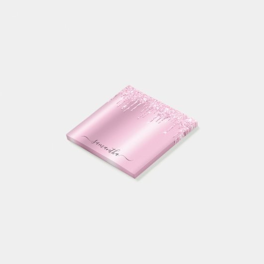 Light Pink Glitter Drips Shimmer Post-it® Notes (Schuin)
