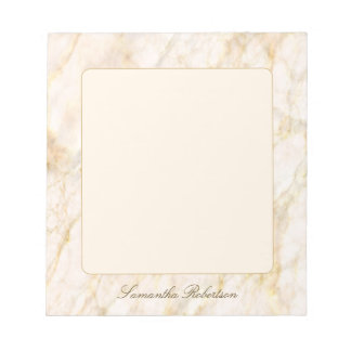 Light Pink Gold Brown Elegant Marble Custom Name Notitieblok