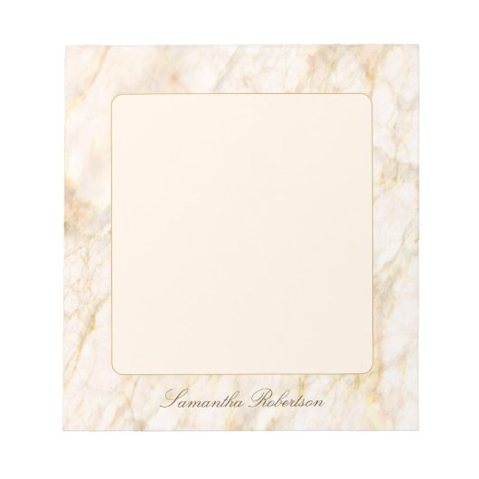 Light Pink Gold Brown Elegant Marble Custom Name Notitieblok (Voorkant)