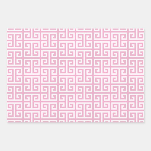 Light Pink Greek Key Inpakpapier Vel (Voorkant 2)