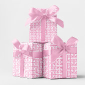 Light Pink Greek Key Inpakpapier Vel