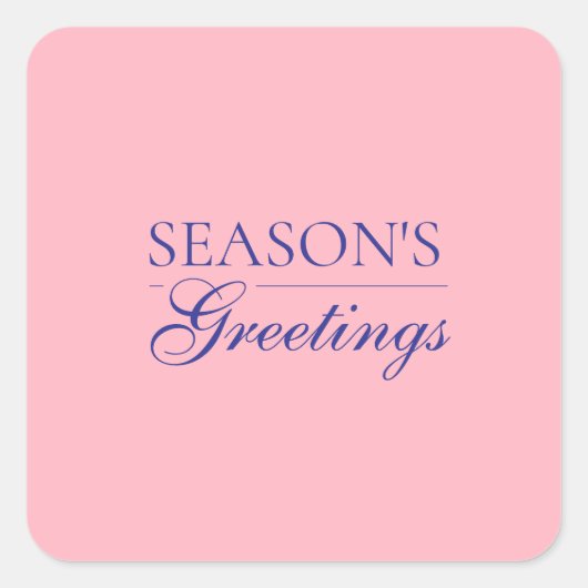 Light Pink Happy New Year Merry Christmas Holiday Vierkante Sticker (Voorkant)