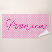 Light Pink Monotone Polka Dot Badhanddoek (Badhanddoek)