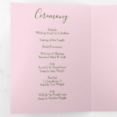 Light Pink Peony & Roos Floral Wedding Programs Drieluik Programma (Binnenzijde eerst)