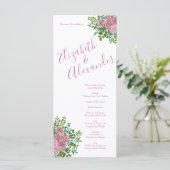 Light Pink Peony & Roos Floral Wedding Programs Menu (Staand voorkant)