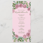 Light Pink Peony & Roos Floral Wedding Programs Menu (Voorkant)