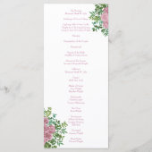 Light Pink Peony & Roos Floral Wedding Programs Menu (Achterkant)