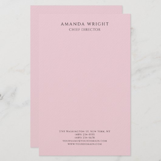 Light Pink Plain Attractive Stylish Business Briefpapier (Voorkant / Achterkant)