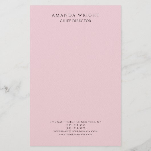 Light Pink Plain Attractive Stylish Business Briefpapier (Voorkant)