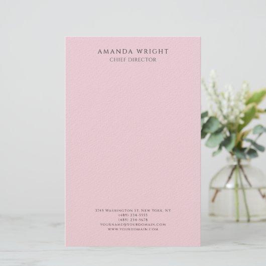 Light Pink Plain Attractive Stylish Business Briefpapier (Staand voorkant)