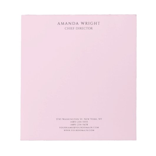 Light Pink Plain Attractive Stylish Business Notitieblok (Voorkant)