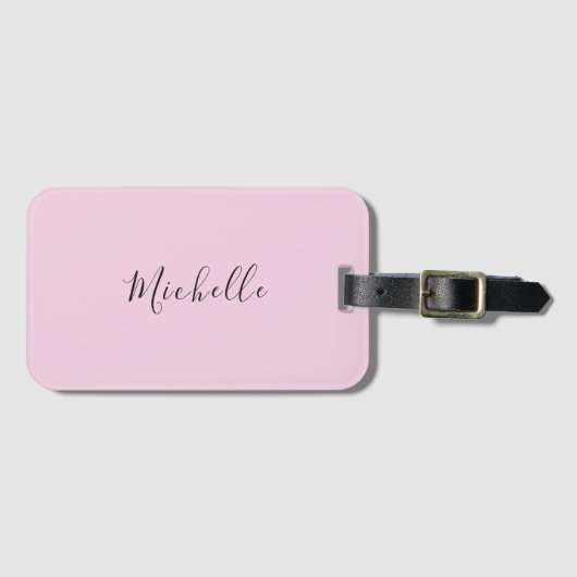 Light Pink Professional Unique Classic Handwriting Bagagelabel (Voorkant (horizontaal))