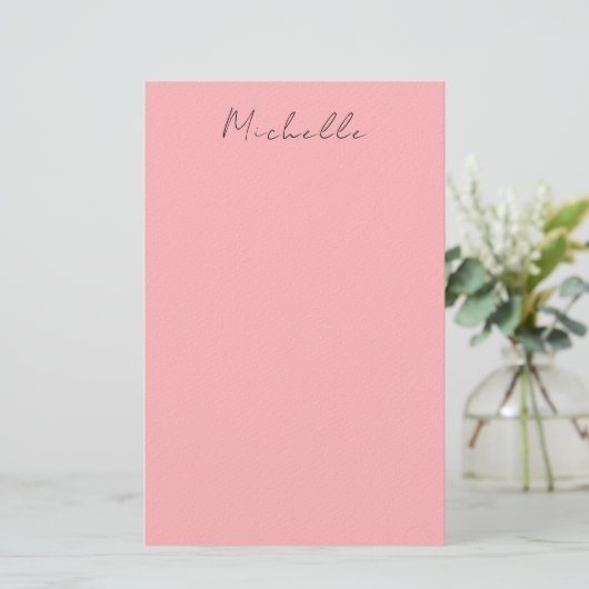 Light Pink Professional Unique Classic Handwriting Briefpapier (Staand voorkant)