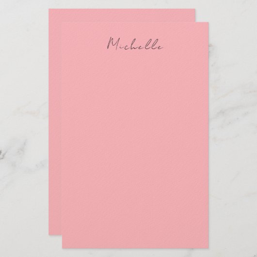 Light Pink Professional Unique Classic Handwriting Briefpapier (Voorkant / Achterkant)