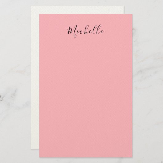 Light Pink Professional Unique Classic Handwriting Briefpapier (Voorkant / Achterkant)