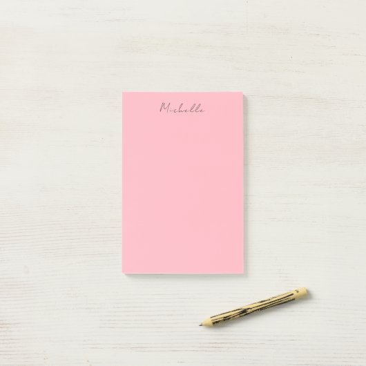Light Pink Professional Unique Classic Handwriting Post-it® Notes (Op bureau)