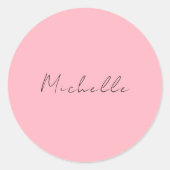 Light Pink Professional Unique Classic Handwriting Ronde Sticker (Voorkant)
