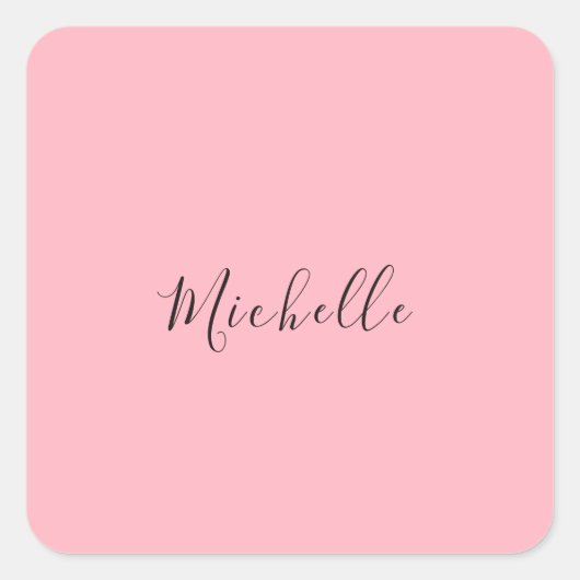Light Pink Professional Unique Classic Handwriting Vierkante Sticker (Voorkant)