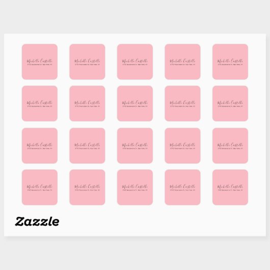 Light Pink Professional Unique Classic Handwriting Vierkante Sticker (Vel)