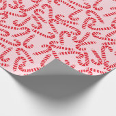 Light Pink & Red Candy Cane Pattern Cadeaupapier (Hoek)
