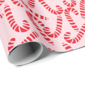 Light Pink & Red Candy Cane Pattern Cadeaupapier (Rol Hoek)