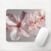 Light Pink Shiny Metallic Flower  Business Card Muismat (Met muis)
