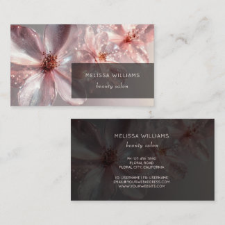 Light Pink Shiny Metallic Flower  Business Card Visitekaartje