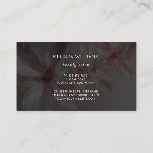 Light Pink Shiny Metallic Flower Business Card Visitekaartje (Achterkant)