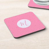 Light Pink Squiggly Squares Personalized Initial  Bier Onderzetter (Linkerzijde)