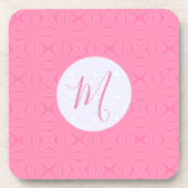Light Pink Squiggly Squares Personalized Initial  Bier Onderzetter (Voorkant)
