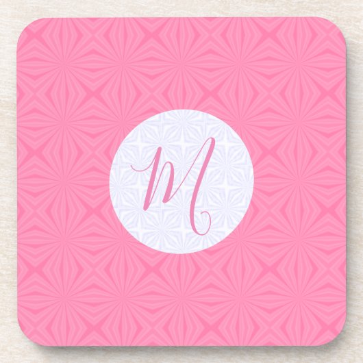 Light Pink Squiggly Squares Personalized Initial  Bier Onderzetter (Voorkant)