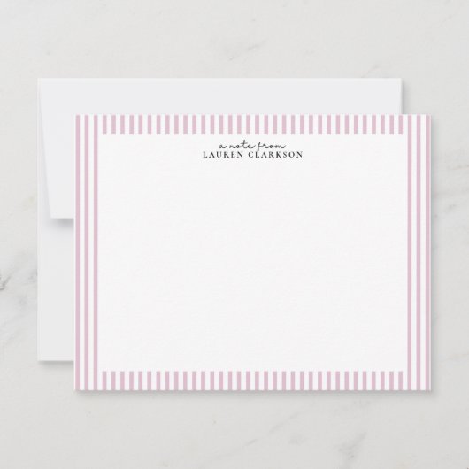 Light Pink Stripe Border Note Card Kaart (Voorkant)