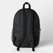 Light Pink Striped Backpack on Black Bedrukte Rugzak (Achterkant)
