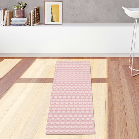 Light Pink Waves Pattern Yoga Mat