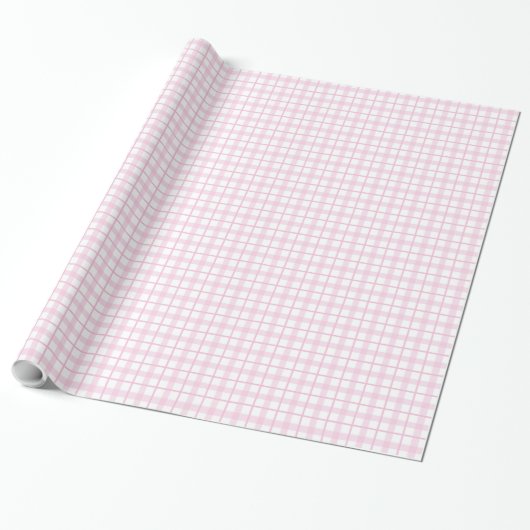 Light Pink & White Plaid 50th Birthday Gift Wrap Cadeaupapier (Uitgerold)