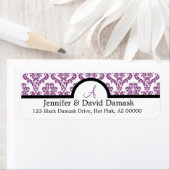 Light Plum Damask Wedding Monogram Adresetiketten Etiket (Insitu)