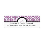 Light Plum Damask Wedding Monogram Adresetiketten Etiket (Voorkant)
