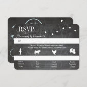 Light Powder Blue Mason Jar Chalkboard Weddenschap RSVP Kaartje (Voorkant / Achterkant)